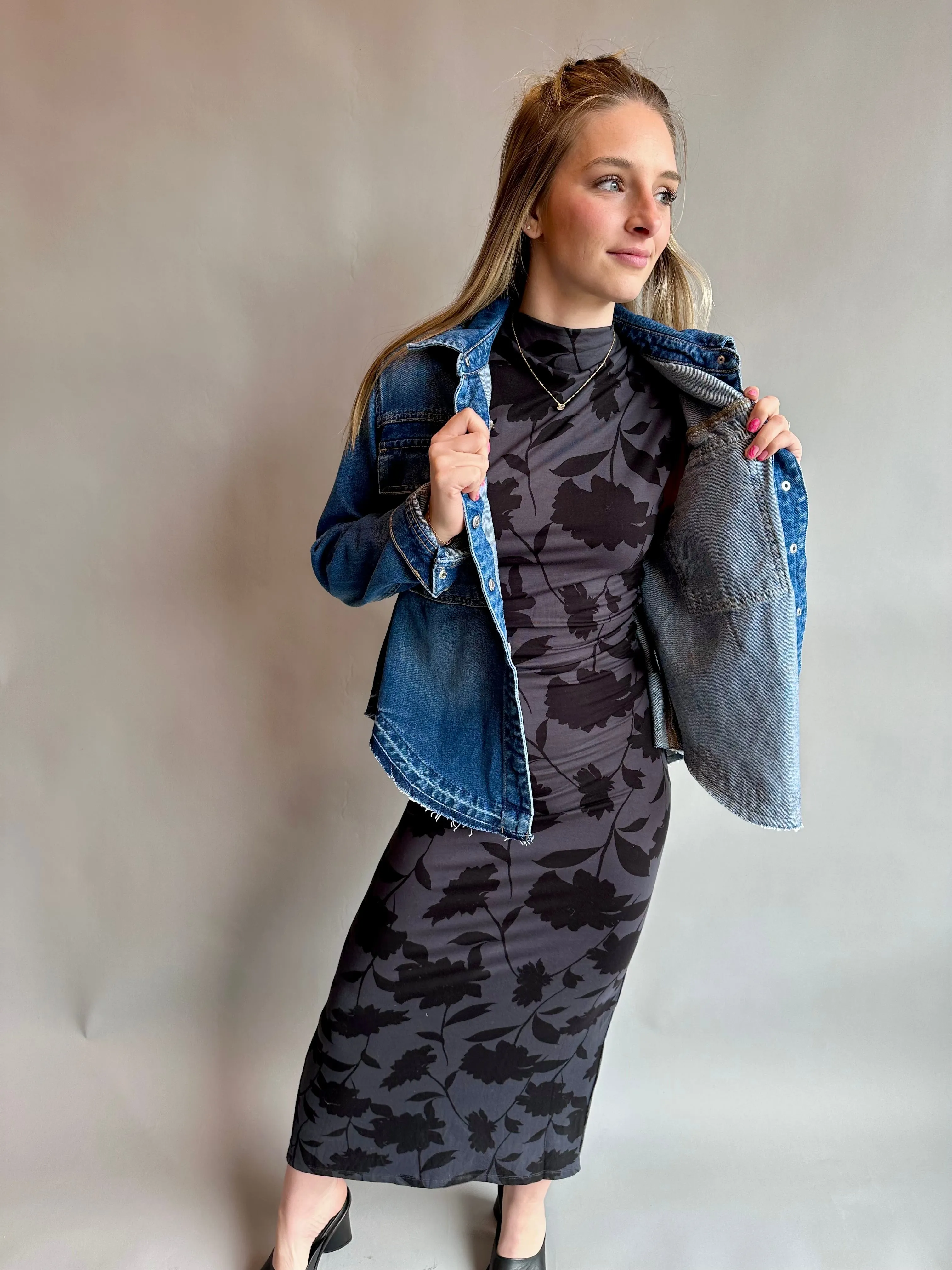 Tatum Shadow Floral Midi Dress