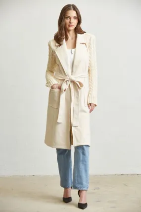 Timeless Cable Knit Belted Trench Coat
