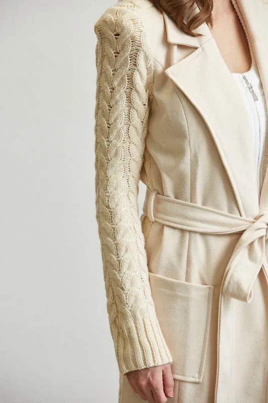 Timeless Cable Knit Belted Trench Coat