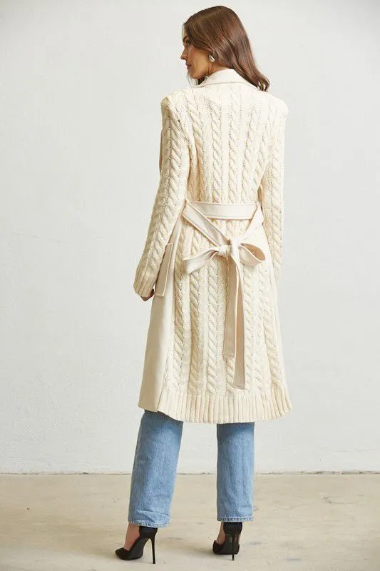 Timeless Cable Knit Belted Trench Coat