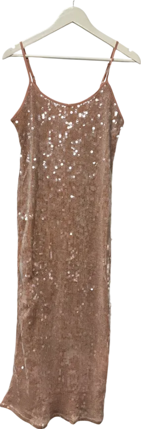 Topshop Pink Sequin Cami Midi Slip Dress UK 10