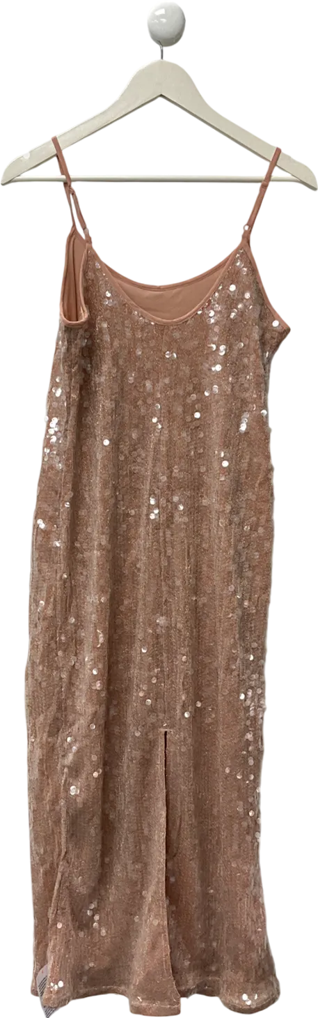 Topshop Pink Sequin Cami Midi Slip Dress UK 10