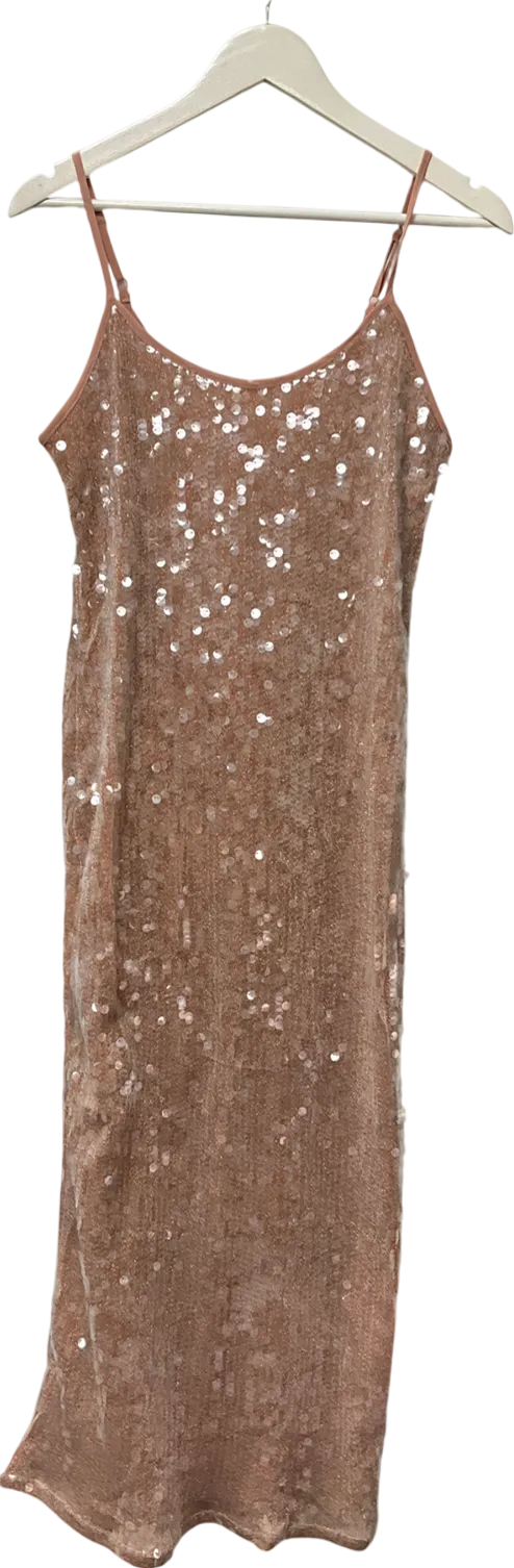 Topshop Pink Sequin Cami Midi Slip Dress UK 10