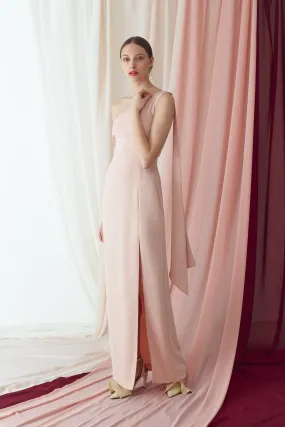 TOSKA pastel pink one shoulder maxi dress