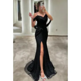 Trumpet/Mermaid Chic & Modern Straps Cap Sleeves Slit Formal Party Prom Dress