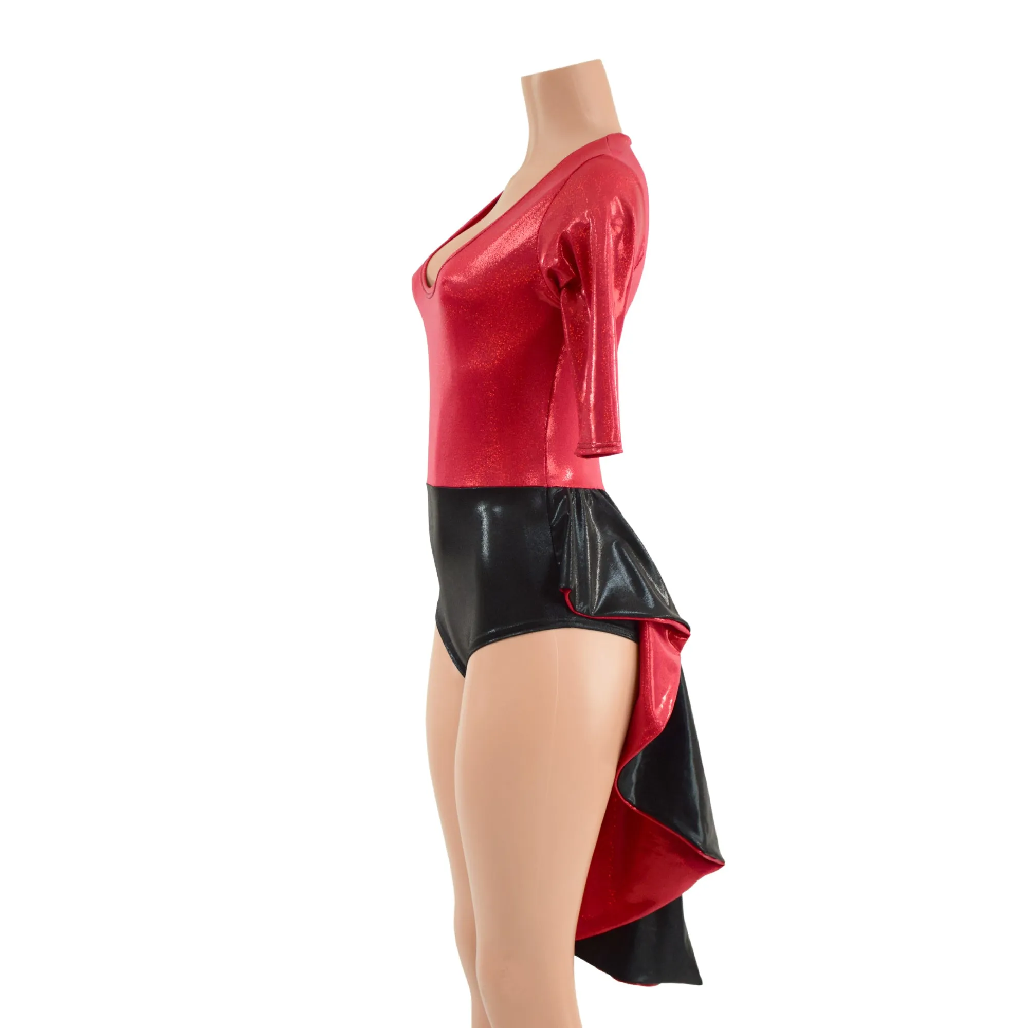 Tuxedo Back Red and Black Romper