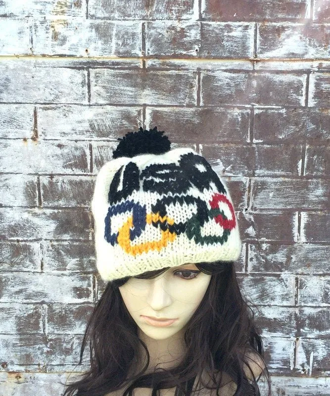 USA Hat Handknit America Hat USA OLYMPIC Rings Knit Hat
