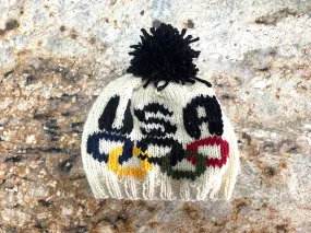 USA Hat Handknit America Hat USA OLYMPIC Rings Knit Hat