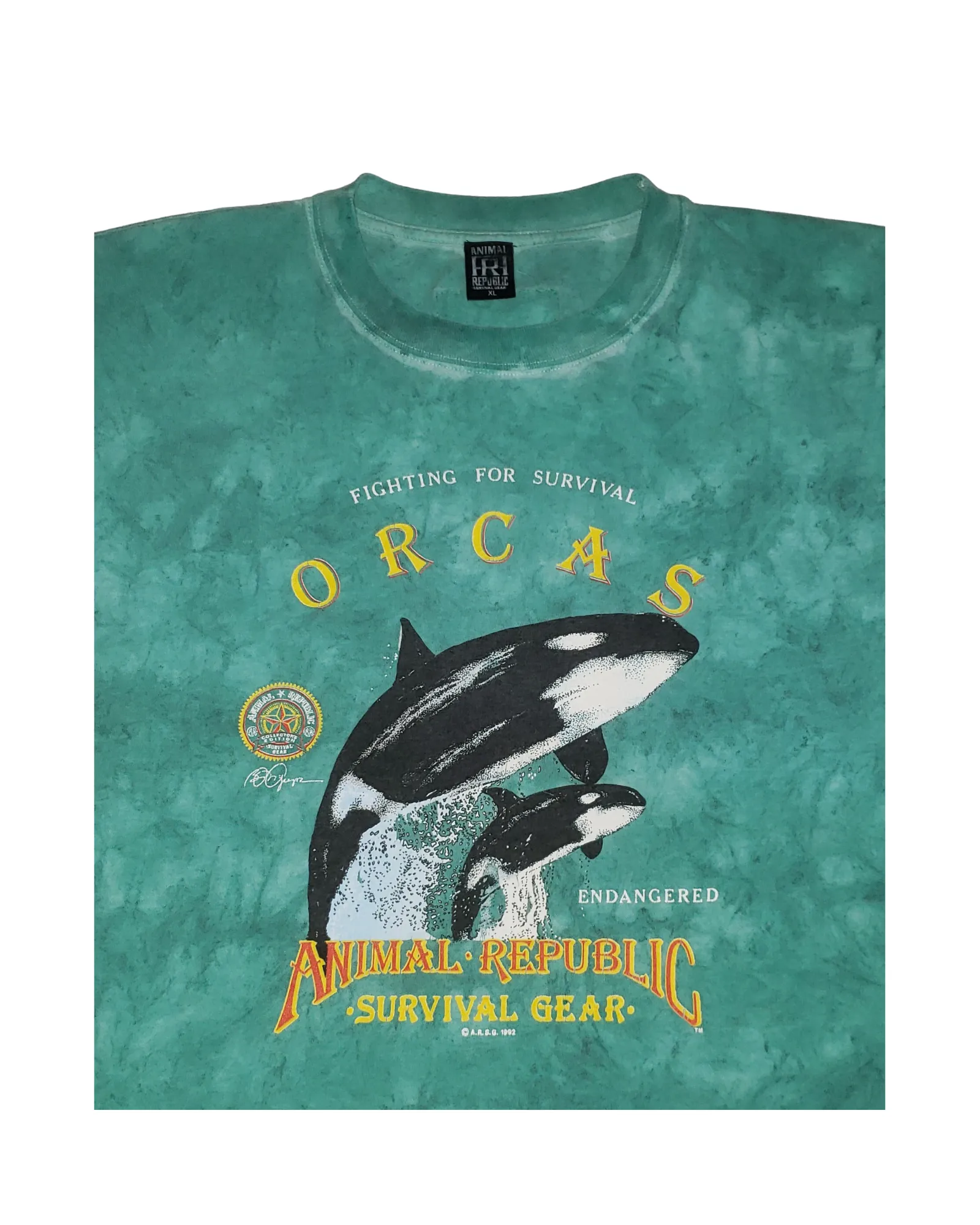 Vintage Orca Whales Animal Republic 1992 Tie Dye T-Shirt XL