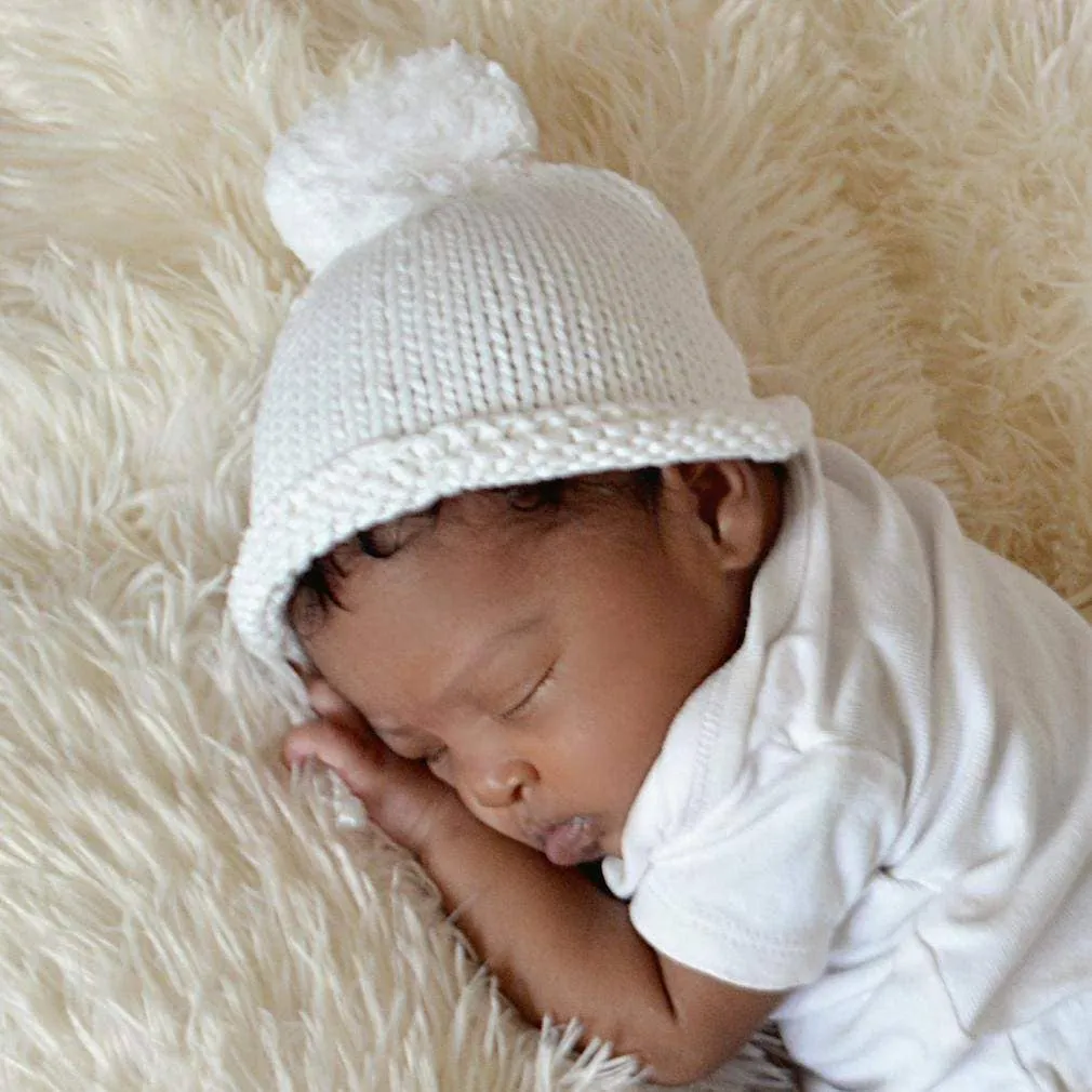 White Pom Pom Beanie Hat: Huggalugs