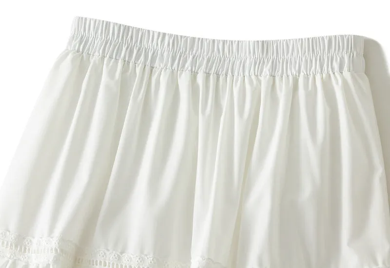 Women Spring Summer A line White Lace Skirt