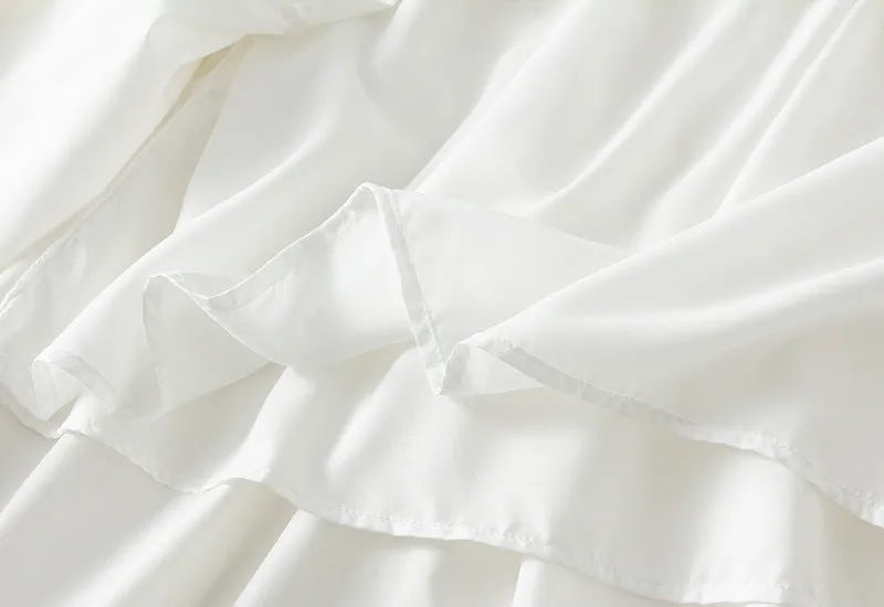 Women Spring Summer A line White Lace Skirt
