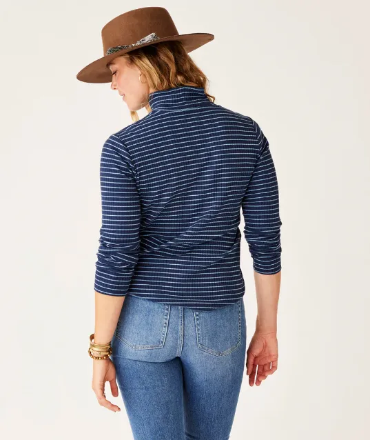 Women's Denise Turtleneck - Navy Mini Breton