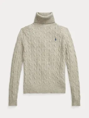 WOOL-CASHMERE CABLE TURTLENECK SWEATER Lys Grå