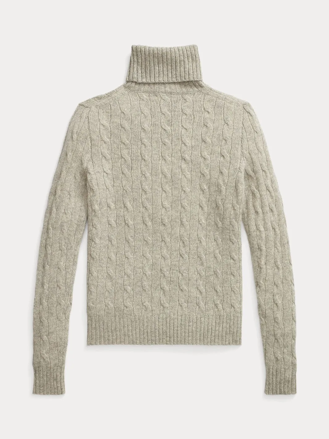 WOOL-CASHMERE CABLE TURTLENECK SWEATER Lys Grå