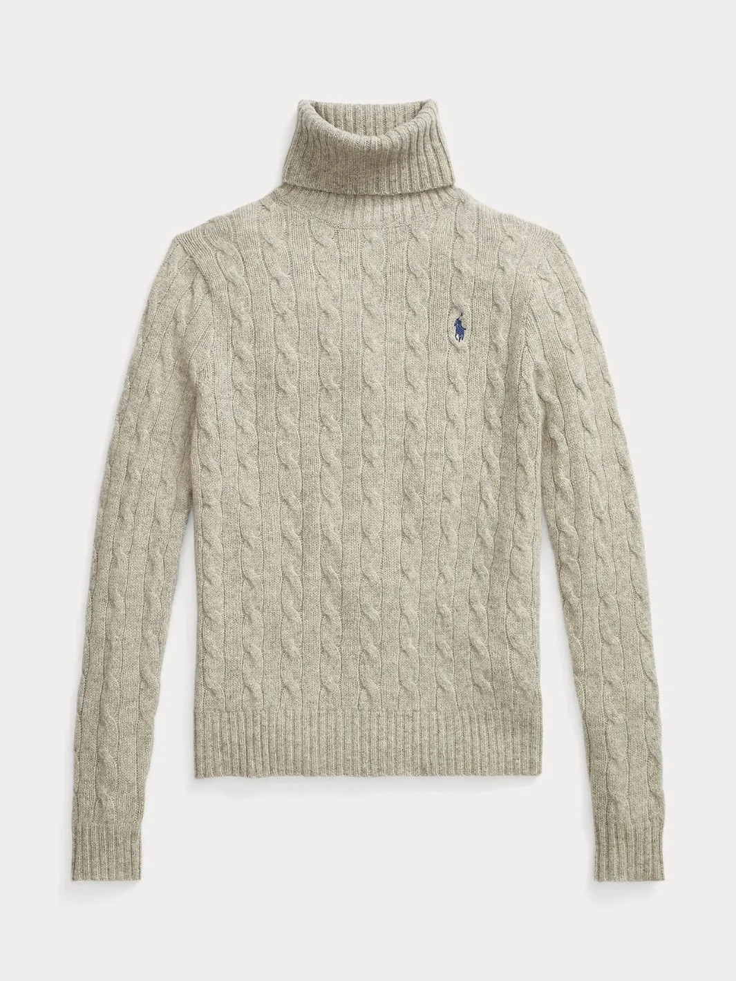 WOOL-CASHMERE CABLE TURTLENECK SWEATER Lys Grå