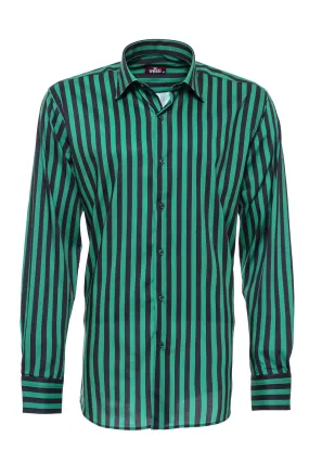 WSS Black Striped Shirt Over Green  - Singen