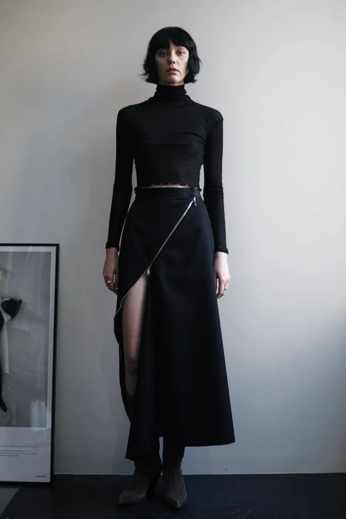 ZIP-DETAIL LONG SKIRT