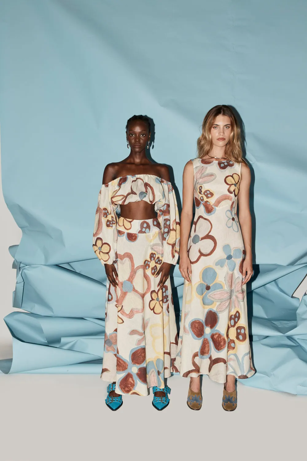 Zoé Linen Maxi Skirt Flower